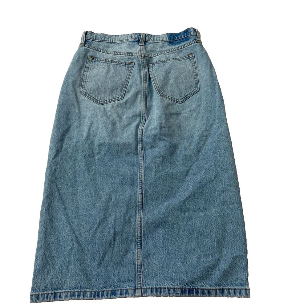 Abercrombie & Fitch Midi Skirt 27 Blue Light Wash Front Slit High-Rise Denim 4P - Picture 3 of 6